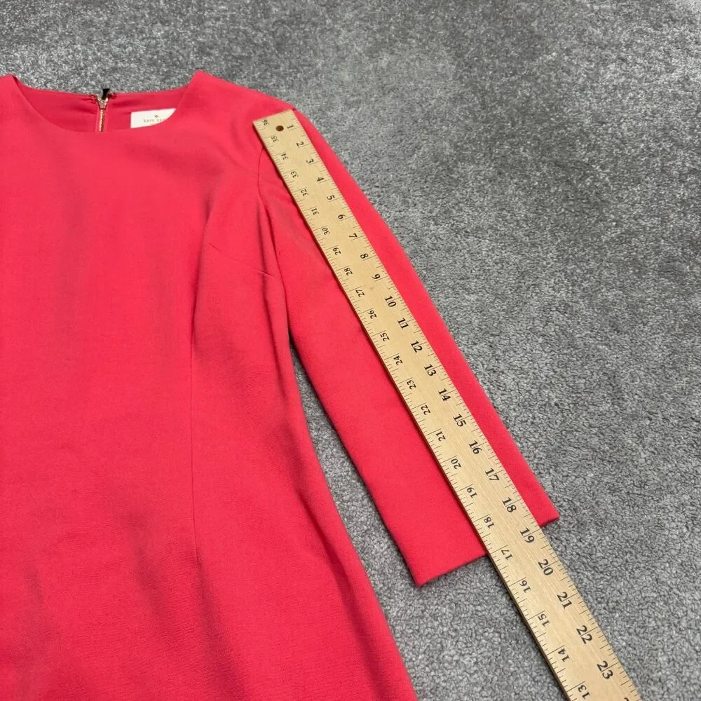 Kate Spade 3/4 Sleeve A-Line Shift Midi Dress Womens 6 Bright Pink Coral Stretch